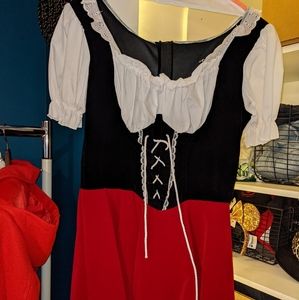 Medievel Peasant Style Little Red Riding Hood Dress and Hoodie SET